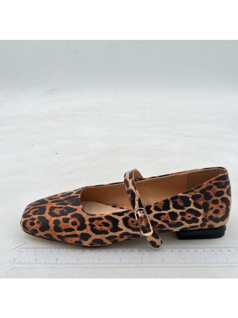 Milooey Leopard Square Toe Mary Jane Chunky Low Heels Adjustable Buckled Shoes